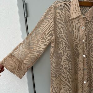 Vintage sheer animal print button up